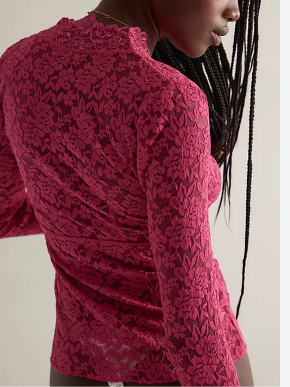 F009. FREE PEOPLE  All Day Lace Long Sleeve Lace Long Sleeve Top NWT